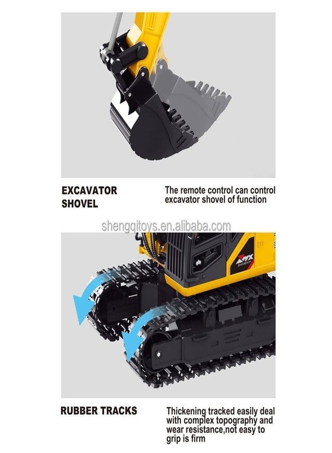 RABJET حفارة رابجيت المعدنية التي تعمل بالتحكم عن بعد بمقياس 1:18 و11 قناة - لعبة بناء JCB تعمل بالتحكم عن بعد مع أضواء وأصوات ودوران 640 درجة، للأطفال من سن 6 إلى 12 عامًا - Image 5